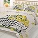 Black and White Buffalo Plaid Queen Duvet Cover Set,Washed Soft Microfiber Bed Comforter Quilt Cover with Ties/Zipper,Farm Truck Summer Lemon Patterned Textured Bedding Duvet-Covers with Pillow Cases