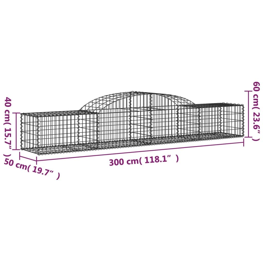Gaviones con arco alto, 17 unidades, 300 x 50 x 40/60 cm, hierro
