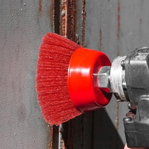 Image of HARFINGTON 2pcs 4 inch Nylon Filament Wire Wheel Cup Brush for Angel Grinders with 5 /8 inch Round Metal Hole, Abrasive Wire Brushes Set for Rust /Corrosion /Paint Removal and Scrub Surfaces