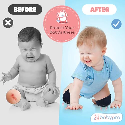 Image of BabyPro Baby Knee Guard-Set of 2, Multicolour Knee Pad for Toddler Crawling | Stretchable, Breathable Leg Warmers, Anti-Slip Silicone Dots Knee Support