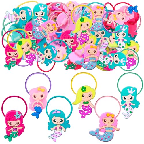 36PCS Mermaid Hair Ties for Women Girls, Elastic Cute Hair Ties Ponytail Holder Hair Accessories(36pcs, Mermaid)