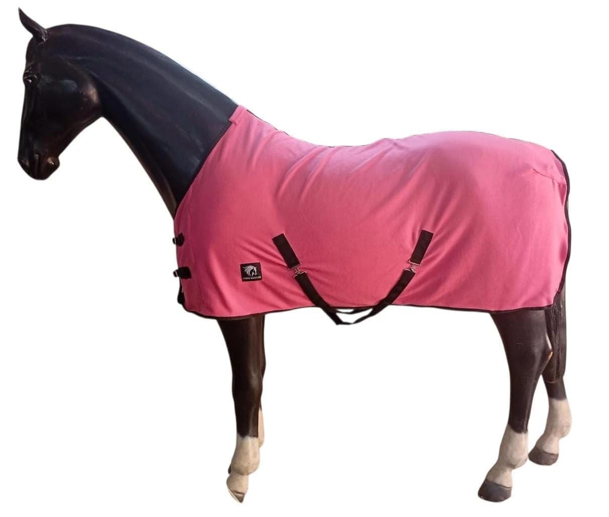 Horse Masters Travel Fleece Cooler Standard Neck Rug Pink – Polar Fleece Horse Cooler Rug with Cross Surcingles & Double Buckle Front