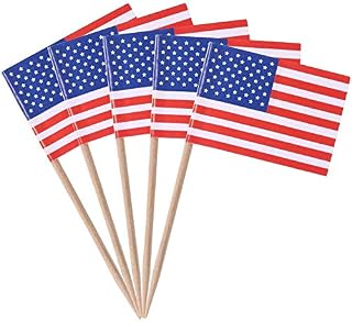 SHATCHI USA US American Flag Picks Toothpicks Cocktail Sticks Cupcake Toppers for Patriotic Theme Party 4th of July Decorations, (50pcs/200pcs/500pcs), Multi, 50pcs