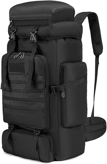 KSIBNW 80L Hiking Backpack ,Water Resistant Outdoor Camping Backpack Military Tactical Rucksack ,Large Capacity Travel Daypack Molle Rucksack for Men and Women Black