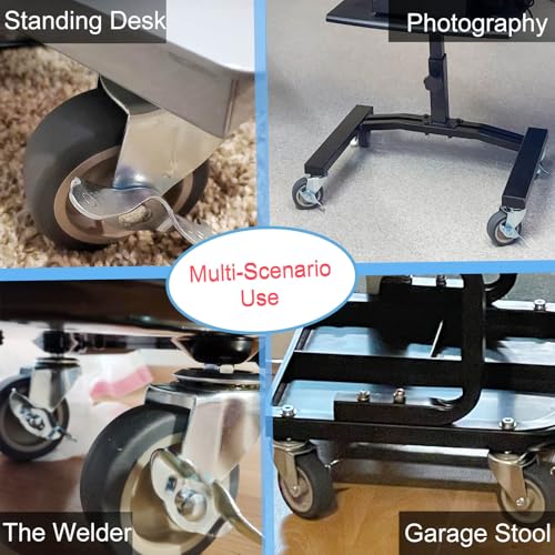 BAISASY 3 Inch Caster Wheels, Threaded Stem Casters Set of 4, Heavy Duty Wheel with Brake, Metric Size M8-1.25-25 (Screw Diameter 8mm, Screw Length 25mm) Casters for Wire Shelving, Furniture Dolly