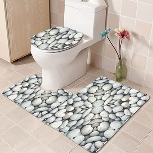 Badematten Set 3 Teilig,Toilettenmatte Set,3Er Badgarnitur Badezimmer Matte Set Dusch Bade Matte Vorleger Teppich 3D…