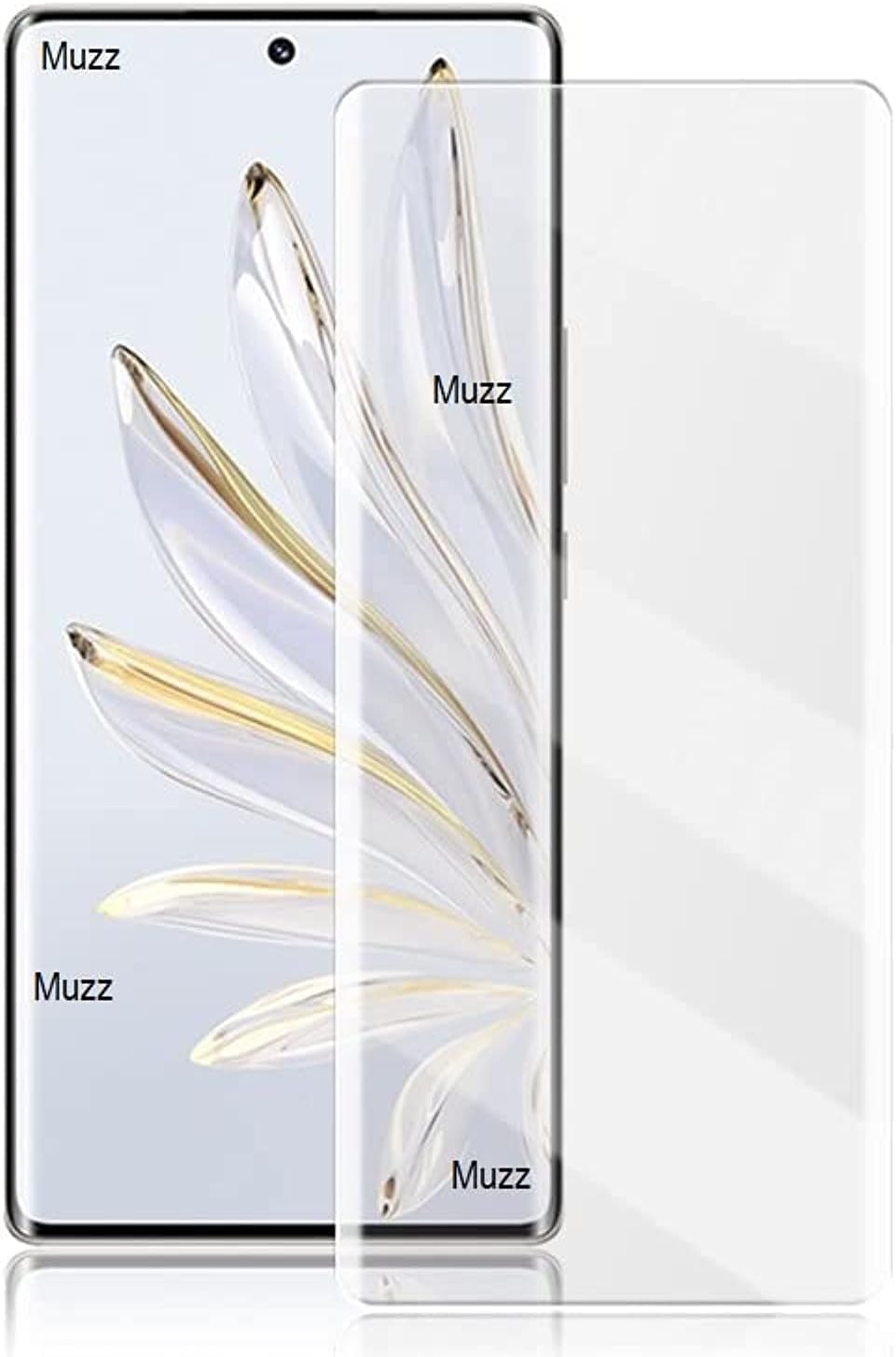 Muzz UV Adhesive Screen Protector for Honor 70 5G, Anti-oil Full Coverage Full Glue 3D Curved Tempered Glass HD Film For Honor 70