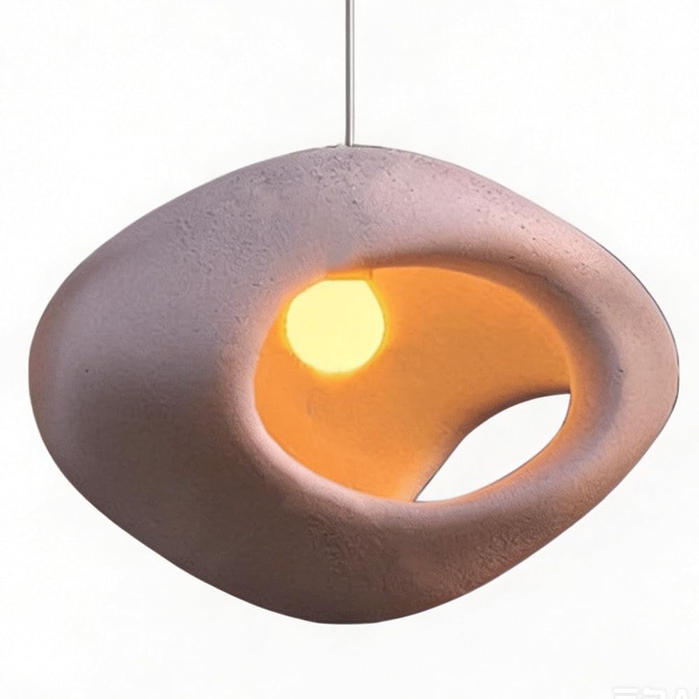ESIYUVO Wabi-Sabi Pink Pendant Light Irregular Hollow Stone Shape Hanging Lamp Kitchen Island Decorative Chandelier Lighting Fixture E27 Socket for Bedroom Living Room Kitchen Coffee Shop Hotel