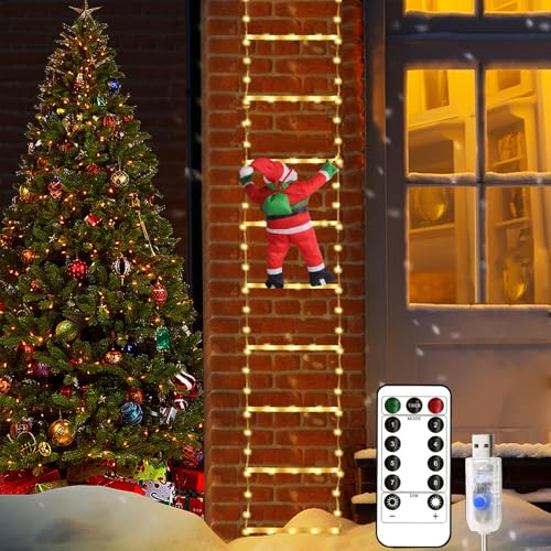 TEOV 3M LED Weihnachtsmann Leiter Lichterkette, Weihnachtsbeleuchtung...