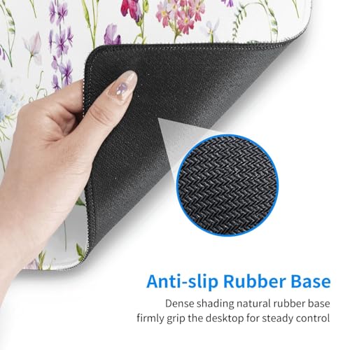 Image of Floral Large Gaming Mouse Pad, Extended Flower Mousepad, Big Long Non-Slip Mouse Mat for Keyboard, Computer for Office, 31.5 * 11.8 in