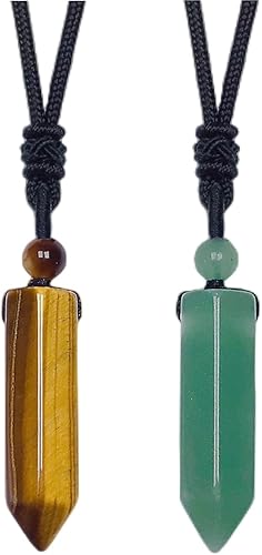 EDEN'S CALL Healing Hexagonal Crystal Point Pendant Necklace for Men and Women 6 Faceted Quartz Stone Prism Pendant with Adjustable Black Cord