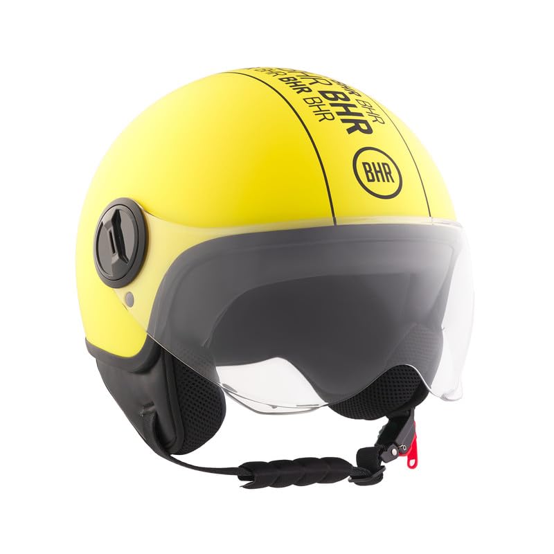 BHR Casco Demi-Jet 835 SPECIAL - Casco Scooter Omologato ECE 22.06 con Visiera a Occhiale Antigraffio - Sgancio Micrometrico e Guanciali Removibili - Cool Yellow L
