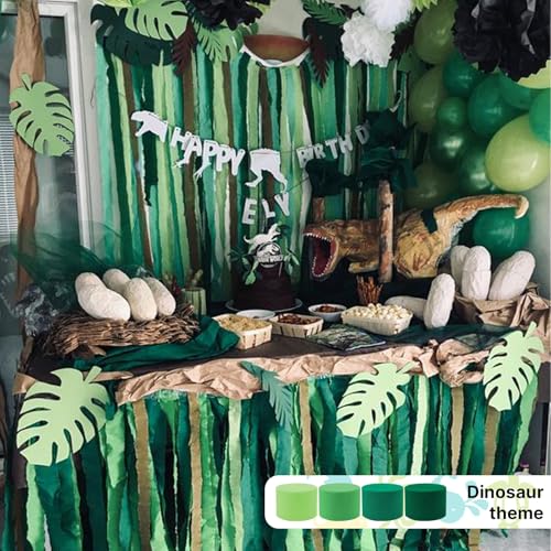 Image of PartyWoo Green Crepe Paper Streamers 8 Rolls 656 ft Pack of Hunter Emerald Forest Green Crepe Paper for Graduation Christmas Jungle Birthday Party Decorations (1.8 Inch x 82 Ft /Roll), Green-40