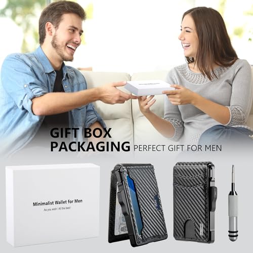 Image of umoven Wallet for Men - with Money Clip Slim Leather Slots Credit Card Holder RFID Blocking Bifold Minimalist Wallet