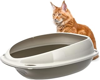 GarPet Katzenklo ohne Deckel 57x40x19 cm Katzentoilette mit Rand Katzen WC Schalentoilette grau oval hygenisch product image