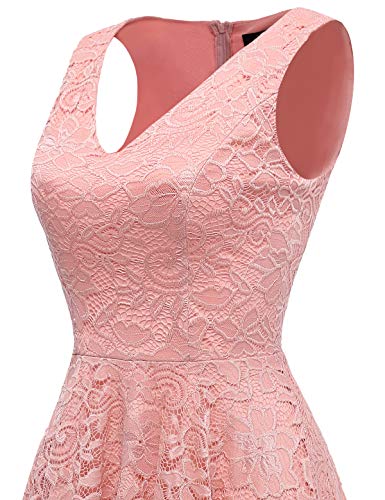 Women's Lace Cocktail Dress - V-Neck, Handkerchief Hem, Flowy Bridesmaid Or Wedding Guest Dress
