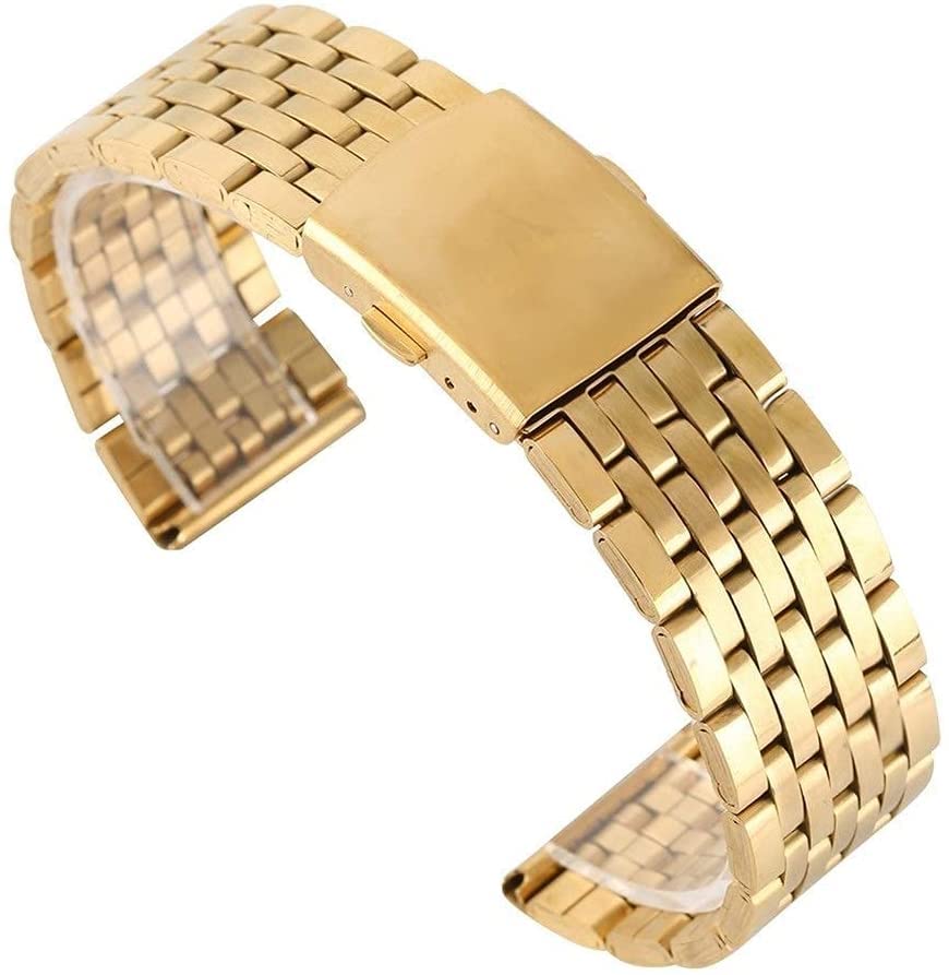 Bracelet de montre en acier inoxydable doré 18mm 20mm 22mm avec barres de ressort