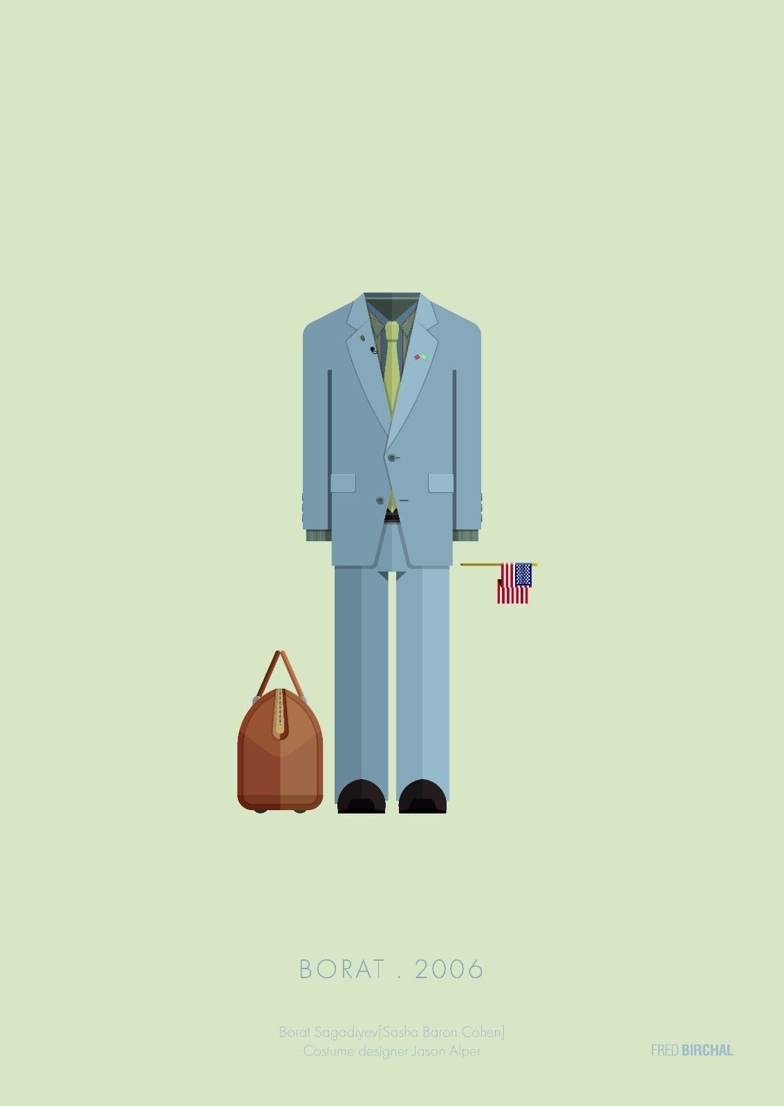 Tribute Art Work Print Of Borat 2006 Costume - 300 GSM Paper - Poster with Mount