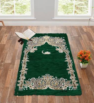 KETOSTICS® Muslim Islamic Prayer Mat,Anti Skid Janamaz musallah Mat, Pure chennille Look, Soft Foldable,Aasan,Meditation Mat,Multipurpose Velvet Rug Mats (Size: 70cm X 110cm)-image-2