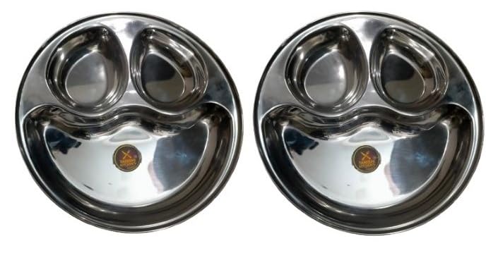 TANISHI KITCHEN'S Stainless Steel Partition Plate 3 in1 / Bhojan Thali/Snacks Plate/Lunch Plate/Dinner Plate (2) 2