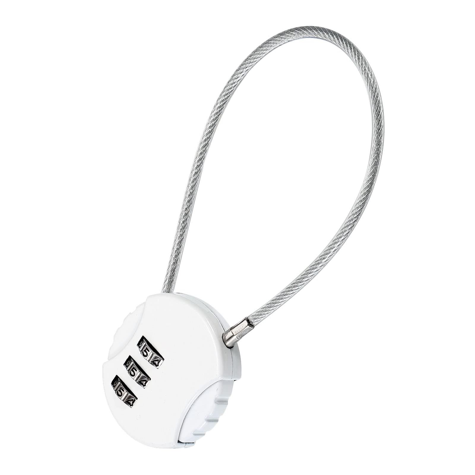 TA-VIGOR 1Pcs Combination Lock 8 Inch, 3 Digit Outdoor Waterproof Resettable Padlock with Wire Rope, 20cm Safety Cable Lock for Luggage, Gym Locker, Fence, Toolbox, Backpack, White