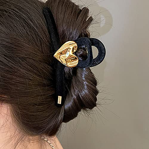 Valentine's Day Hair Clips Black Metal Love Pattern Design Claw Clips For Thick Hair Thin Hair Strong Hold Hair Accessories Romantic Exquisite Nonslip Hair Clips For Women Girls 1Pcs #TOP3