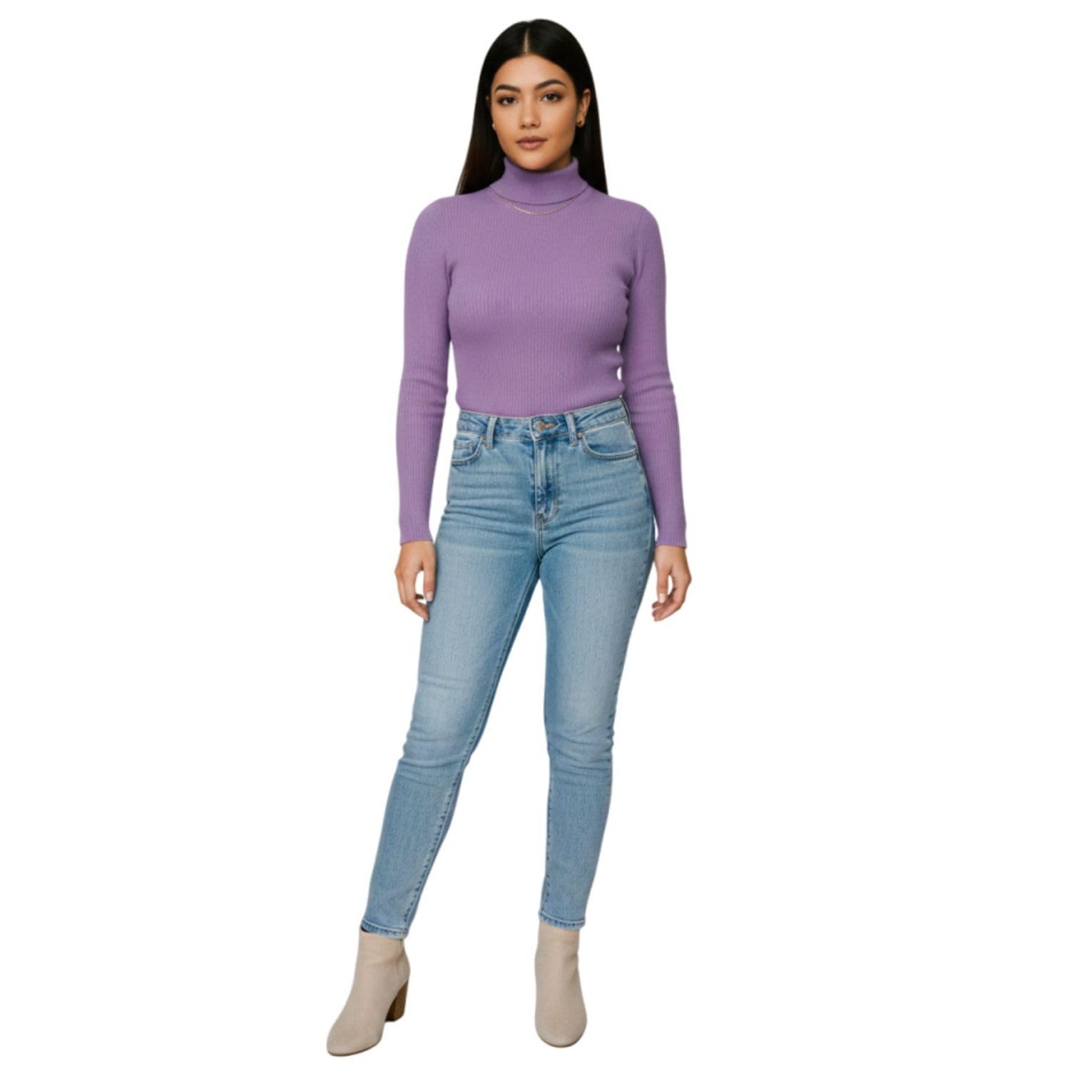 h&y venture Trendy Womens Ribbed Turtleneck Top High Neck Slim Fit Stretchable Pullover Long Sleeve Winter Wear Top Stylish Office and Casual Outfit Comfortable Knit Design-picture-33
