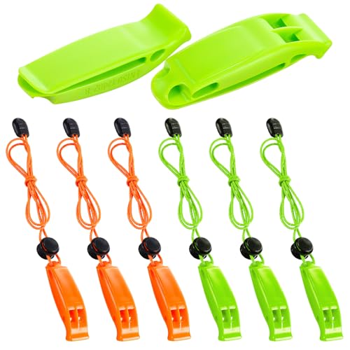 Lot de 6 sifflets de sécurité et survie avec cordon réfléchissant pour rando