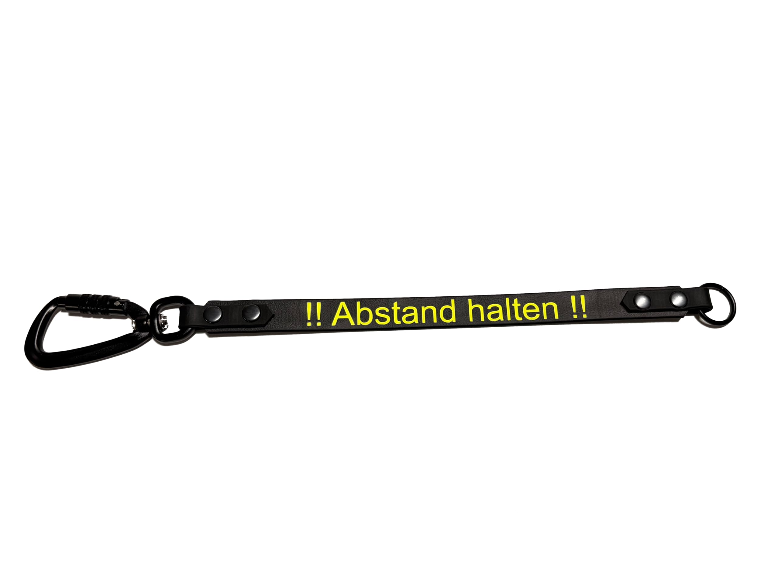 Hundeleine Adapter mit Beschriftung Abstand Halten, 2,5cm breit und Individuell Anpassbar, mit Karabiner, Sicherheitszubehör für Hunde