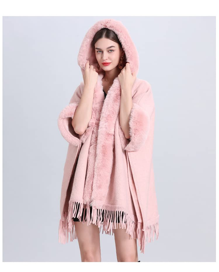 Scialle Elegante Donna Cerimonia,Mantella in Maglia da Donna con Cappuccio, Scialle, Cardigan, Poncho, in Pile Invernale, Calda Sciarpa Oversize, Coperta Lavorata A Maglia, Elegante Mantell