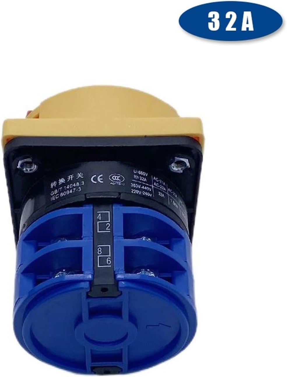 LW26GS-32/04-2 Rotary Cam Switch 2 Position ON-Off Padlock 690V 32A 2 Poles Changeover Switches Silver Contact YMW26