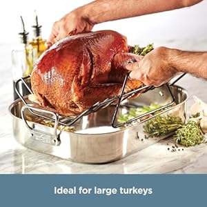 All-Clad Specialty Stainless Steel Roaster and Nonstick Rack 16x13x5 Inch Oven Broiler Safe 600F Roaster Pan, Pots and Pans, Bakeware, Turkey, Silver All Clad Specialty Stainless Steel Roaster and Nonstick Rack 16x13x5 Inch Oven Broiler Safe 600F Roaster Pan Pots and Pans Bakeware Turkey Silver
