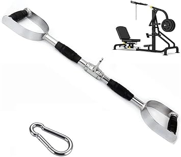 Cable Machine Attachment, LAT PullDown Bar with D Handle, Tricep Press Down Bar with Rotation, Straight Bar with Rubber Handle for Home Gym