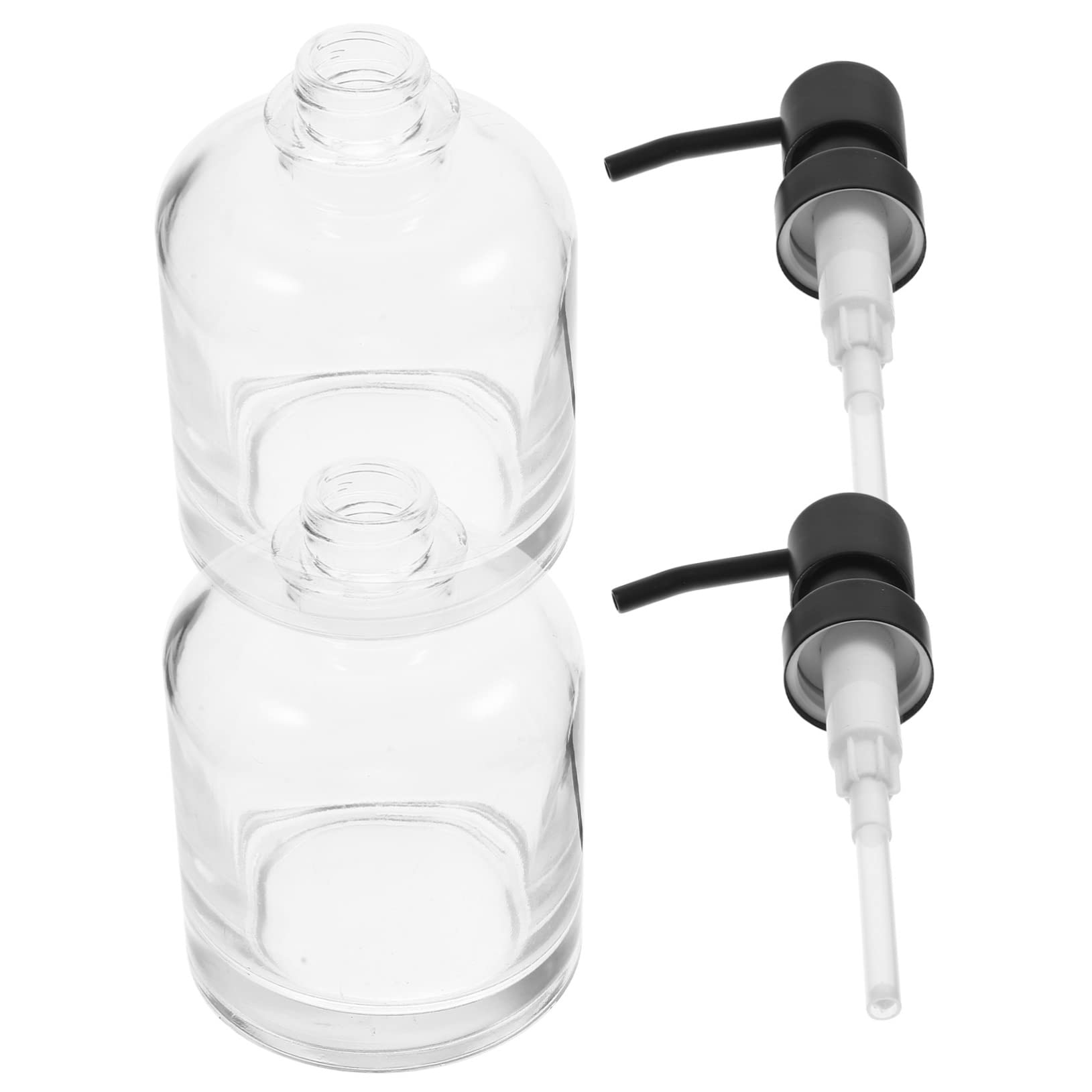 VALICLUD 2 Stück Seifenspender mit Rostfreier Pumpe aus Glas Transparenter Lotionspender mit Praktischem Druckmechanismus für Büro und Bad