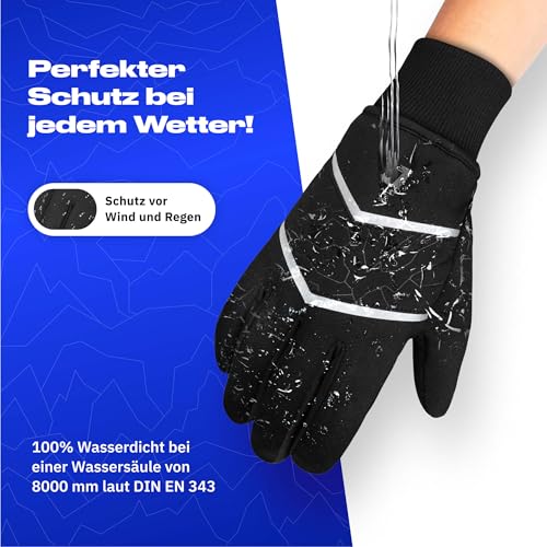 Alpensattel Polartherm Fahrradhandschuhe Gr. M | Fahrrad Handschuhe 100% Wind- und Wasserdicht (DIN EN 343) Winterhandschuhe für Damen & Herren | Warme Hände bis -10 Grad + Touchscreen Funktion