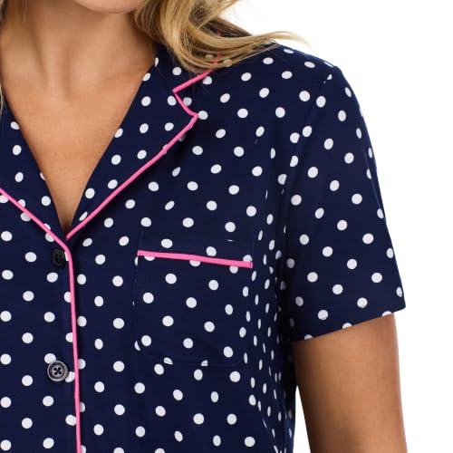 Image of Cuddl Duds 2 Piece Short Sleeve Capri Matching Pajamas for Women PJs Set | Cropped Capris Pants & Button Up Top, Sleepwear & Loungewear, Cute Sleep & PJ Set, Soft Lightweight & Breathable Pajamas