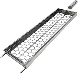 Grelha Churrasqueira Inox para Peixe, Frango e Linguiça - Cesto Folha Aço Inoxidável