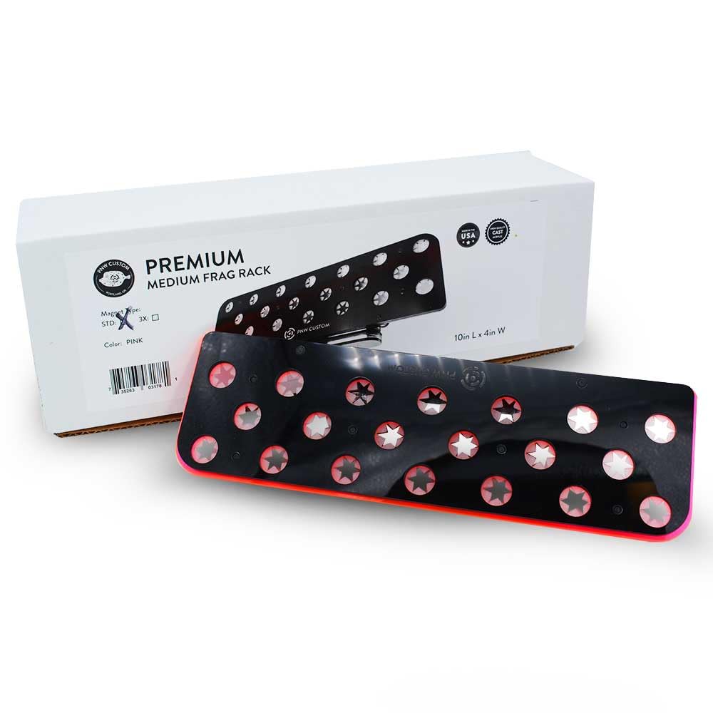 Medium Pink 3/4 Glass Magnetic Frag Rack w/Frag Lock | Acrylic 20 Hole Plugs Reef Coral Holder Aquarium Saltwater Marine Fish Tank