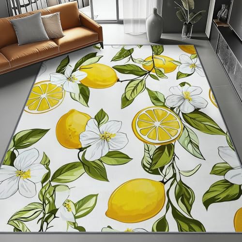 Tapis de sol antidérapant lavable 250x250 cm imprimé citron