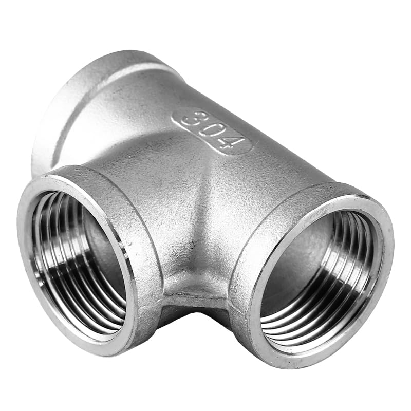 Raccord de tuyau en acier inoxydable 3 voies 1/4" 3/8" 1/2" 3/4" 1-1/4" 1-1/2" BSP mâle femelle en T 3 voies pour eau et gaz (couleur : F-F-F, taille : 5,1 cm)