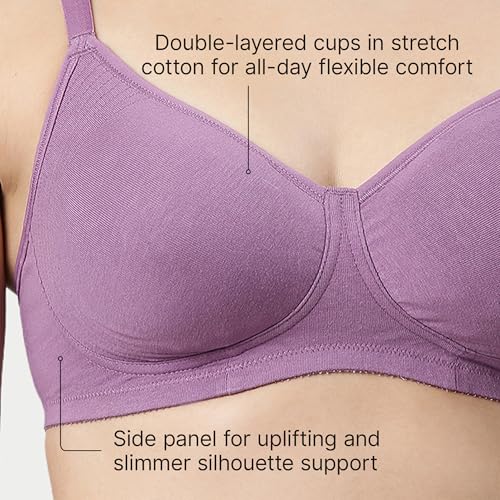 Image of Enamor Innovations Fabcool Encircled Side Support Shaper, Non Padded, Wirefree, High Coverage, Women's Cotton Everyday Bra - A042 (Available in Plus Sizes)