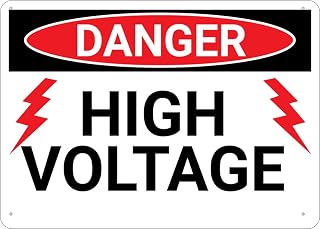 Danger High Voltage With Lightning Bolts Sign Metal Aluminum Uv Ink Printing Weatherproof Outdoor For Home Gift For Women Men 12x16 Inch
