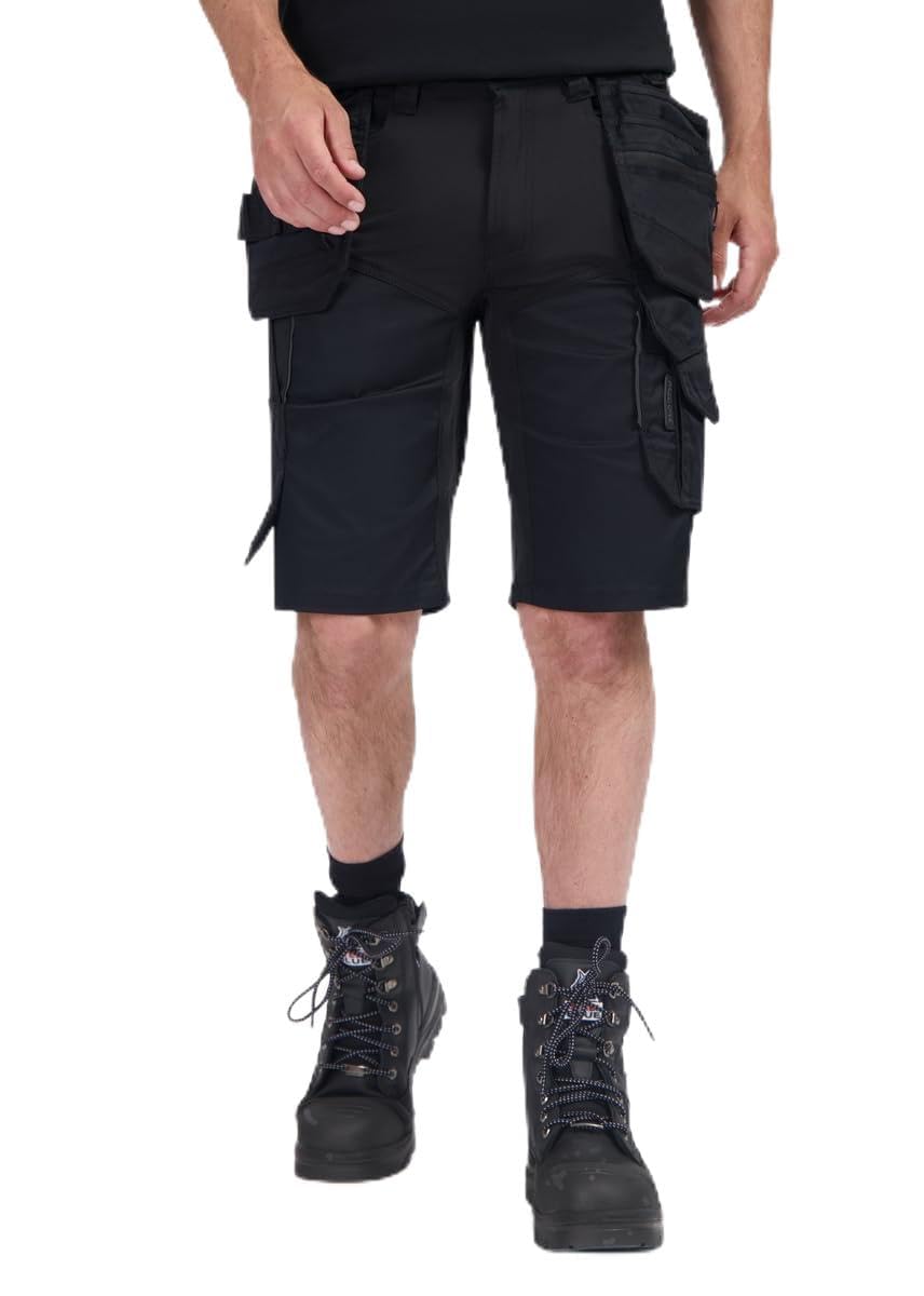Faze.One Coach 8K Stretch Arbeitsshorts für Herren | Kurze Arbeitshose mit Holstertaschen | Herren-Workshorts | Robuste Profi-Workwear aus Ripstop | Schwarz