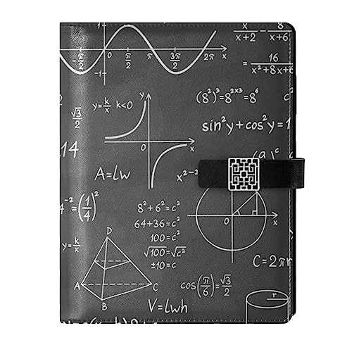 SoreSore システム手帳 A5サイズ 数学公式 可愛い ブラック かわいい メモ手帳 ノート手手帳 PU 6穴リング リフィル付き ビジネス手帳 スケジュール手帳 カード ペンホルダー 日記帳 オフィス 就職 進学 プレゼント