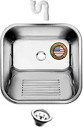 Genérico Tanque Inox 40x34 Pequeno A304 - Em Cima da Bancada - Sobreposto/Embutido - 18 Litros - Garantia de 10 Anos