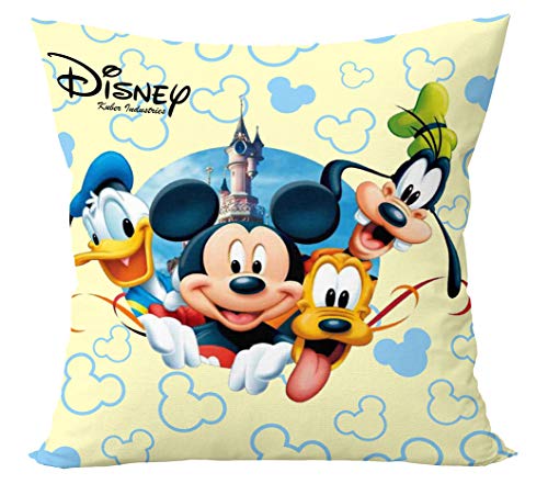 Image of Kuber Industries Disney Printed Microfiber Filled Floor Cushion, Decorative Throw Pillow, Home Decor Pillow, Sofa /Bed Cushion,16 inchx16 inch(Cream)-Pack of 4-KUBMART15882