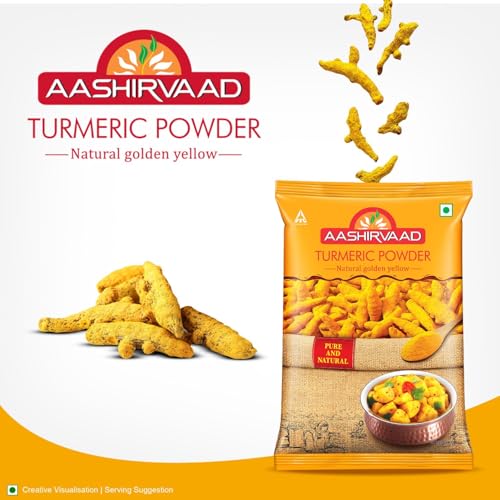 Image of Aashirvaad Turmeric Powder, 500g, Natural Golden Turmeric Powder with No Added Flavours and Colours (Pack of 2)