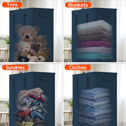 Image of Slim Laundry Hamper with Wheels,20 Gal (75L) Rolling Laundry Basket with lid and wheels Clothes Hamper Foldable Tall Dirty Clothes Basket Sturdy Collapsible Clothes Hamper for Dorm,Laundry Room