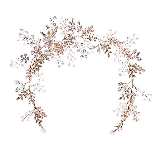 Preisvergleich Produktbild Brauthaar Accessoires Perle Mode Gold Strass Kristall Haarbänder Rosa Blumenblatt Stirnband Tiara Kopfschmuck Hochzeitsgeschenke