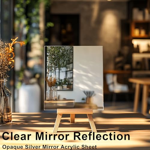 Image of Silver Mirror Acrylic Sheets - 6 Pack, 12x16Inches, 1 /8 Inch Thick, Reflective Mirror Acrylic Ideal for Laser Cutting, DIY Crafts, and Home Decorations (30x40cm)